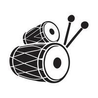 Pair of Dhol Drums Silhouette with Sticks Illustration vector