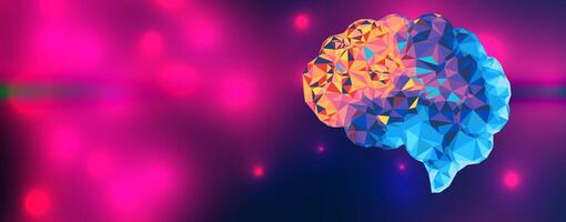 a brain with colorful lights and a blue and pink background vector