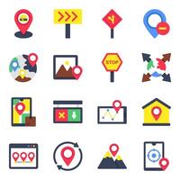 Pack of Location and Navigation Flat icon vector