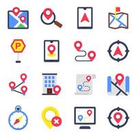 Set of Maps and Navigation Flat icon vector