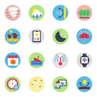 Set of Weather Overcast Flat Icons vector