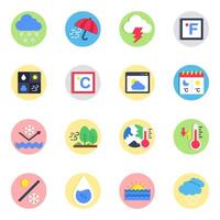 Set of Weather Forecast Flat Icons vector