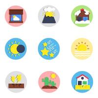 Set of Meteorology and Overcast Flat Icons vector