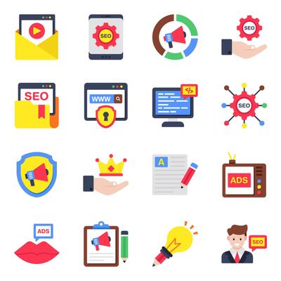 Set of Seo and Commerce Flat