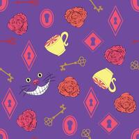 Alice in Wonderland seamless pattern. vector
