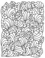 Easter egg hunt, activity coloring page with eggs and tufts of grass vector