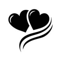 Silhouette of Two Hearts With Waves vector