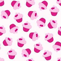 Valentine's pink cupcake seamless pattern. vector