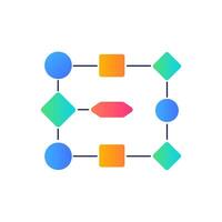 Gradient flowchart for team structure, workflow, and data organization. vector