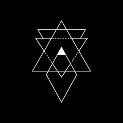Mystic white triangle with sacred and alchemical lines.
