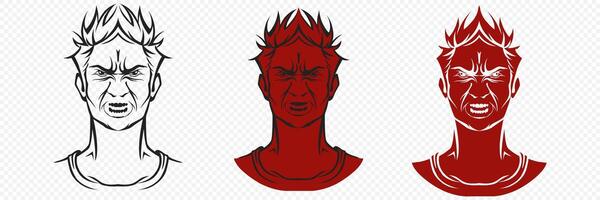 Devil character with madness demonic face vector
