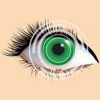 Laser eye surgery and glaucoma concept, close-up of eye with grid or target overlay vector