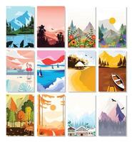 Collection flat background template vector
