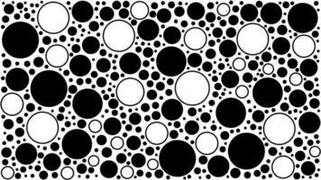 Black circles and black line circles of various sizes on a white background. vector