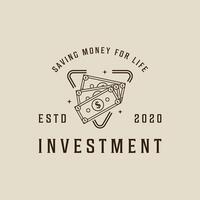 paper money logo line art illustration template icon graphic design. money saving sign or symbol for business finance concept with simple typography style vector