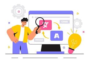 Language Translator Service Illustration for Multilingual Communication Across Countries in a Flat Style vector