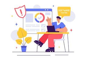 Programming and Debugging Workflow Illustration in Flat Style vector
