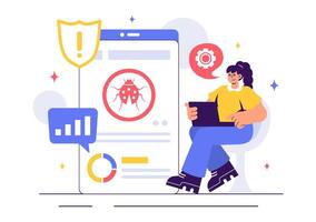 Software Testing Process and Programming Illustration vector
