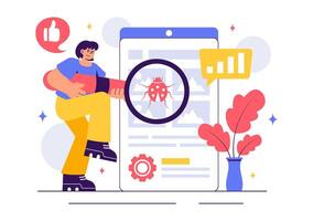 Software Development Life Cycle Illustration with Testing Elements vector