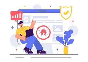 Debugging and Development Process Illustration in Flat Style vector