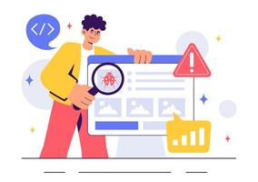 Software Testing and Debugging Illustration in a Flat Style Design vector
