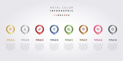 a colorful infographic with eight different colors steps vector