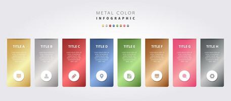 infographic template with eight different colors vector