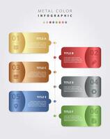 infographic template with six steps for business info vector