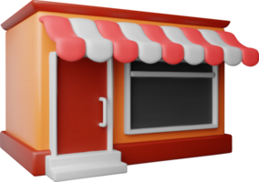 3d empty store front shop with window and door symbol png