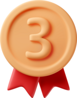 3d front bronze medal with red ribbons png