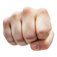 Closeup of a human fist in front view with a transparent background, symbolizing strength, power, and determination png
