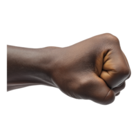 Close-up of a clenched fist with a transparent background, symbolizing strength and determination. png