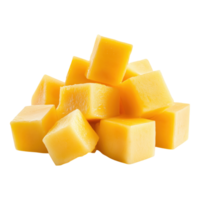 Fresh mango soda cubes with vibrant yellow color neatly stacked on a transparent background png