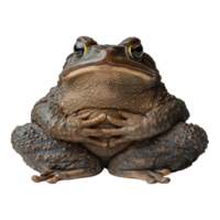 A frog is sitting on its back legs with its arms crossed. The frog has a serious expression on its face png