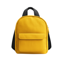 Vibrant yellow backpack with simple design and classic style, perfect for school or casual use on transparent background png