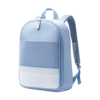 Light blue backpack with open zipper on transparent background for travel or everyday use png