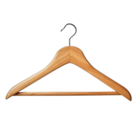Natural wood hanger with shoulder bar on a transparent background for organizing and displaying garments png
