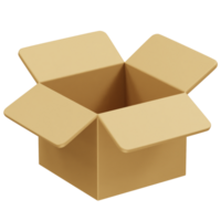 open cardboard box icon 3d rendering illustration. Empty box icon 3d illustration png