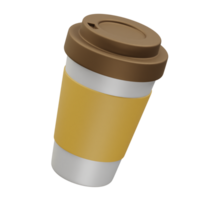 Paper cup with coffee 3d rendering illustration png