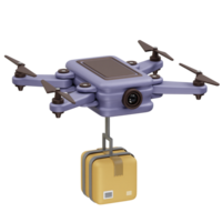 Drone delivery service with delivery box icon 3d render png