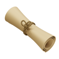 Diploma scroll Graduate icon 3d render. Paper scroll icon 3d render illustration png
