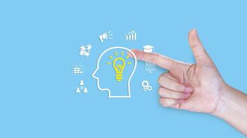 Thinking skills for business leader and manager concept. Team, critical, creative, systematic thinking skill. Upskilling, reskilling, new skill for employee's competency develo photo