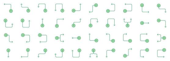 Set of black arrows. Collection of arrows. Set of arrow icon. Arrows set elements. Arrows on isolated on white background. Flow arrow. Connector arrow vector