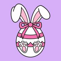 Easter Egg with Bunny Ears and Bow Illustration vector