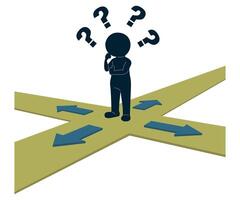 Person thinking which path to choose, making decision concept illustration vector
