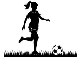 young woman player running soccer silhouette illustration vector