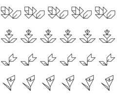 Geometric flower line art patterns vector