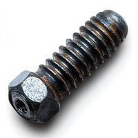 old rustic bolt isolated on white background with shadow. vintage screw bolt for construction and industry related themes photo