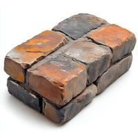 durable red brick isolated casting a soft shadow on a white background emphasizing its rugged design and utility ideal for projects focused on construction or industrial work photo