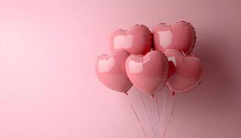 Pink and red heart shaped balloons isolated on a clean background with confetti all around perfect for expressing love and joy in Valentines Day decorations and visual projects photo